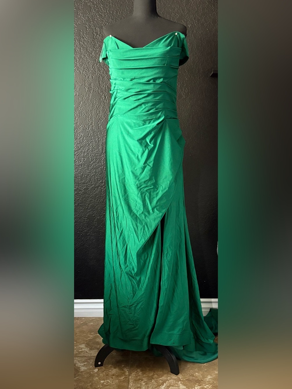 Cinderella Emerald Green Off-Shoulder Draped Maxi Skirt